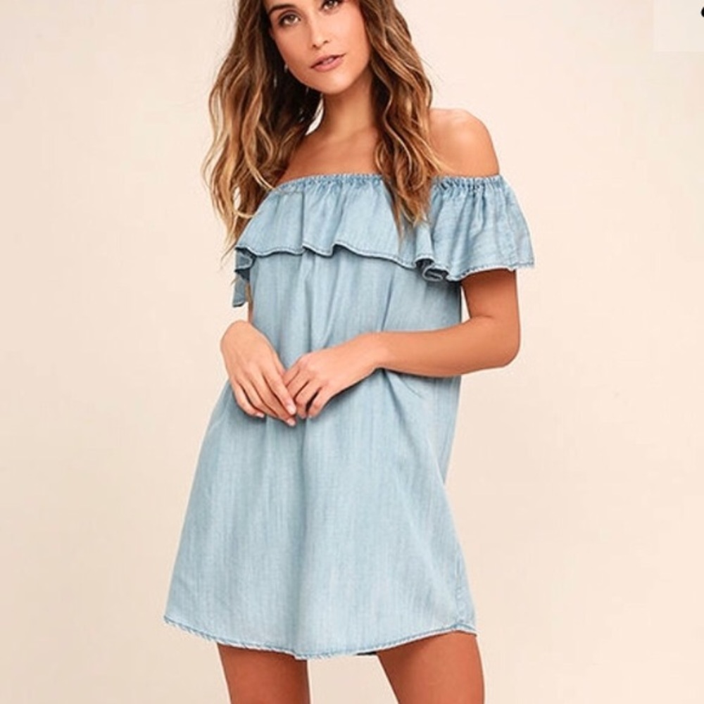 Chambray off the shoulders dress
